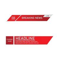 News lower third design for television channels. The metallic color red and white shade lower third for a news channel. The rectangular shape news channel vector design.