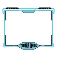 Stylish gaming frame overlay for the live streamer. Gamer stylish overlay for live streamers. Light blue color stylish live gaming overlay frame with black shade. Live stream overlay for online gamers vector