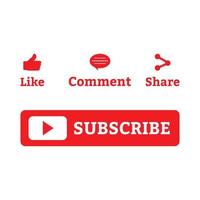 Subscribe button collection vector design. Red color subscribe button collection. Social media button elements with like, share, and comment sections.