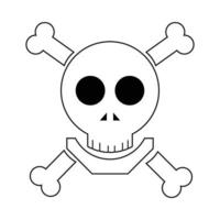 forma de calavera de halloween con ilustración de vector de hueso blanco. señal de peligro con hueso de cráneo blanco y ojos negros oscuros. señal de peligro para el diseño de iconos multiusos.