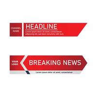 Breaking news lower third design for television channels. The rectangular and round shape news channel vector design. The metallic color white and Red shade lower third for a news channel.