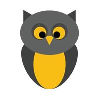 Halloween cute-faced owl design on a white background. Halloween owl vector illustration with dark gery and yellow color shade. Cute Halloween owl design.
