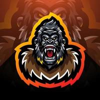 Gorilla head esport mascot logo desain vector