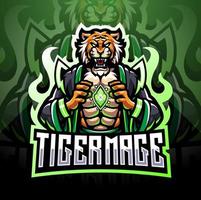 Tiger mage esport mascot logo design vector