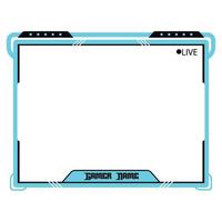 Stylish gaming frame overlay for the live streamer. Gamer overlay for live streamers. Light blue color stylish live gaming overlay frame with black shade. Live stream overlay for online gamers. vector