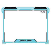 Stylish gaming frame overlay for the live streamer. Gamer overlay for live streamers. Light blue color stylish live gaming overlay frame with black shade. Live stream overlay for online gamers. vector