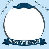 elegante diseño de saludo del día del padre con bigote y cinta. marco moderno de redes sociales para el día del padre. hermoso marco feliz del día del padre para el color azul de las redes sociales. vector