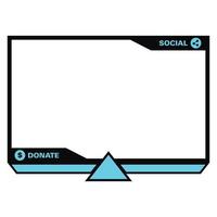 Stylish live game streaming overlay with cyan color shade. Stylish live streaming overlay frame. Screen overlay for live streamers. Light blue and black color overlay frame with donation buttons. vector