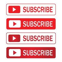 Subscriber button collection vector design. Red and white gradient color subscriber button collection. Social media subscribe button element sections.