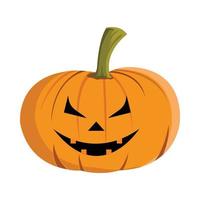 Halloween pumpkin lantern design with scary eyes on a white background. Pumpkin design for Halloween event with orange and green color. Costume element design with pumpkin. vector