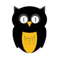 Halloween scary-eyed owl design on a white background. Halloween owl vector illustration with dark black and yellow color shade. Scary Halloween owl design.