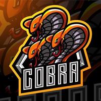 King Cobra head esport mascot logo design vector