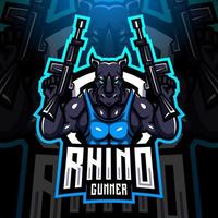 diseño de logotipo de mascota de esport de artillero de rinoceronte vector