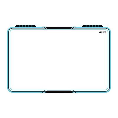 Gaming frame overlay for the live streamer. Stylish Gamer overlay for live streamers. Cyan color stylish live gaming overlay frame with black shade. Live stream overlay for online gamers.