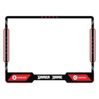 Gaming frame overlay for the live streamer. Gamer overlay for live streamers, black and red color stylish live gaming overlay frame. vector