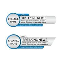 News lower third design for television channels. The metallic color Blue and white shade lower third for a news channel. The rectangular and round shape news channel vector design.