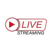 Live streaming icon vector design for the broadcast system. Live streaming icon with red and white color shade. Live streaming vector design with font effect. Red and white gradient color design.