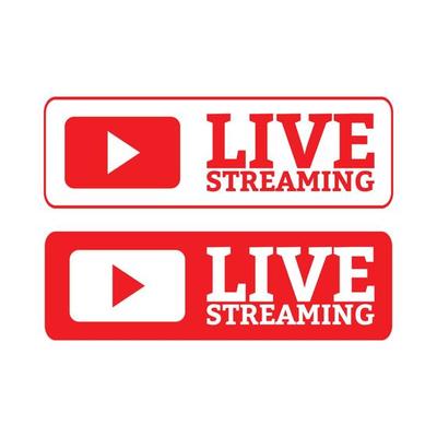 Live streaming icon design for the broadcast system. Stylish live streaming icon with red color shade. Red live lower third button design.