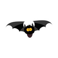 ilustración de vector de diseño de murciélago de cara linda negra de halloween. diseño de murciélago negro con sombra de color amarillo y madera. diseño de elementos de fiesta de halloween con un lindo murciélago negro.