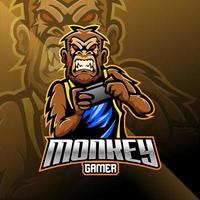 Monkey gamer mascot vector