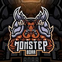 Monster boar esport mascot logo design vector