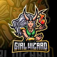 Girls wizard esport mascot logo design vector