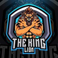 el diseño del logotipo de la mascota del deporte rey leones vector