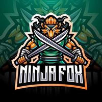 Ninja fox esport mascot logo design vector