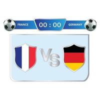 France VS Germany scoreboard Broadcast with blue color lower thirds template for sports like soccer and football. Vector illustration scoreboard team broadcast lower thirds template for sports.