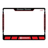 Gaming frame overlay for the live streamer. Digital style gamer overlay for live streamers. Red color stylish live gaming overlay frame with black shade. Live stream overlay for online gamers. vector