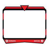 Live streaming overlay with metallic red and dark black color shade. Stylish live streaming overlay frame. Game screen overlay for live game streamers. Red and dark black color overlay frame. vector