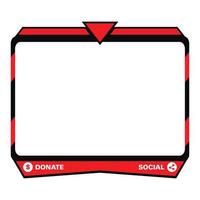 Live streaming overlay with metallic red and dark black color shade. Stylish live streaming overlay frame. Game screen overlay for live game streamers. Red and dark black color overlay frame. vector