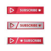 Red and ash subscribe button in flat style rectangle vector illustration. Stylish rectangle metallic subscribe button with red and ash color. White background vector illustration with the bell icon.