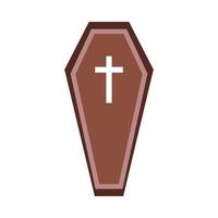 Halloween coffin vector design on a white background. Halloween coffin design with wood color shade and Christian cross. Coffin vector illustration for upcoming Halloween event.