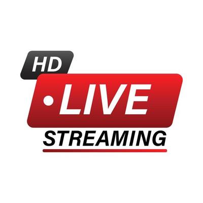 Live streaming icon design for the broadcast system. Live streaming icon with red and black color. Live streaming vector design with font effect. Red and black gradient color design.