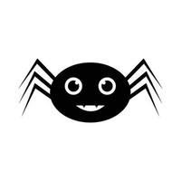 Halloween cute black spider vector with a smiling face. Halloween illustration design with the black spider vector. Smiling spider design with a scary teeth.