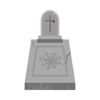 Ilustración de vector de diseño de lápida de color gris de Halloween. diseño de tumba gris con telaraña y sombra de color gris. diseño de elementos de fiesta de halloween con una lápida gris aterradora.