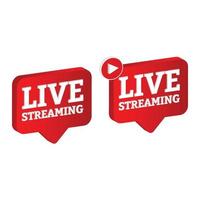 Live streaming 3D icon design for the broadcast system. Stylish live streaming icon with red color shade. Red television lower third button design collection. vector