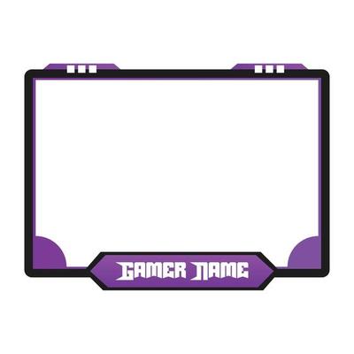 Purple-colored gaming frame overlay for live gaming streamers. Live Streamer overlay vector illustration with purple color. Stylish Gaming overlay.