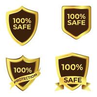 Luxurious shield badge collection with golden color ribbon, Dark and golden color shade with ribbon, Shield special badge collection. vector