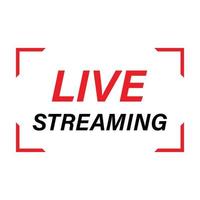 Live streaming icon design for the broadcast system. Live streaming icon with red and black color. Live streaming vector design with font effect. Red and black metallic color design.