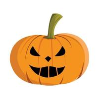 Halloween scary pumpkin design with a spooky mouth on a white background. Pumpkin lantern design for Halloween event with orange and green color. Halloween costume element design. vector