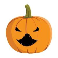 Pumpkin lantern design with an evil face on a white background for Halloween. Halloween pumpkin lantern design with orange and green color. Halloween element illustration with pumpkin. vector