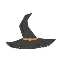 Halloween witch hat vector illustration on a white background. Halloween spooky witch hat design with a golden belt. Vector design for Halloween event with a witch hat.
