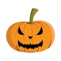 Halloween spooky pumpkin lantern design on a white background. Pumpkin vector design for Halloween event with orange and green color. Scary Halloween costume design.