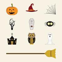 elemento de halloween con diseño en forma de mal y múltiples colores. colección de diseño de vectores de Halloween. colección de diseño de vector de elementos de fiesta de miedo de halloween sobre un fondo blanquecino.