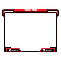 Stylish gaming frame overlay for the live streamer. Gamer overlay for live streamers. Red and black color stylish live gaming overlay frame. Live stream overlay for online gamers. vector