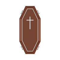 Halloween scary coffin vector design on a white background. Halloween coffin design with wood color shade and Christian cross. Wood color coffin vector illustration for upcoming Halloween event.