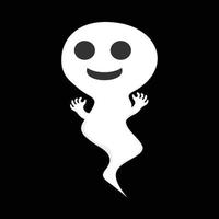 diseño de fantasma blanco feliz de halloween sobre un fondo negro. fantasma con diseño de forma abstracta. ilustración de vector de elemento de fiesta fantasma blanco de halloween. vector fantasma con una cara de miedo.