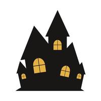 Halloween spooky house design with yellow and dark black color shade. Scary house silhouette vector design on a white background. Design for Halloween event with house vector.